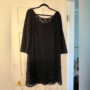 Laundry By Shelli Segal Black Floral Lace Dress